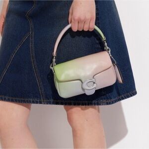 Coach Gradient Pink and Green Shoulder Bag with Metallic Handle